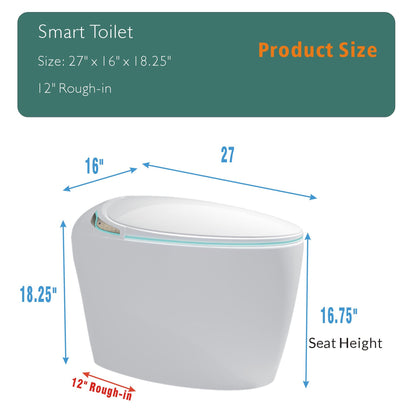 Unique Smart Toilet with Bidet Built In, Intelligent One Piece Toilet For Mod...