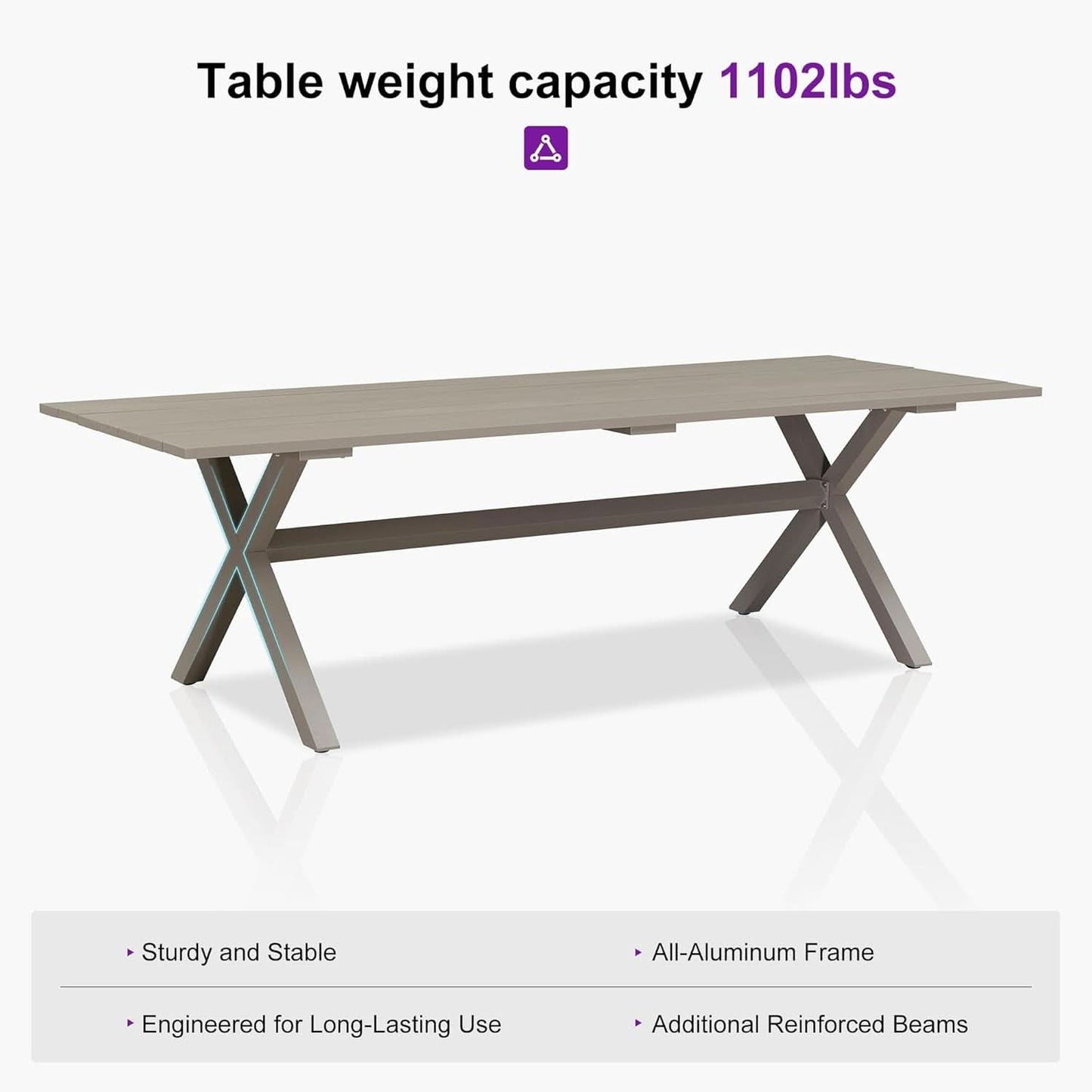Patio Dining Set For 10 All-Weather Wicker Aluminum Table