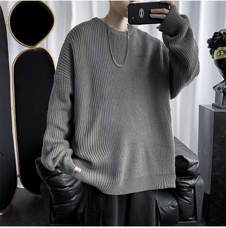 Solid-color Crew-neck Sweater For Men And Women