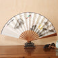 1Pcs Chinese Style Retro Folding Silk Fan Decorative Men Pocket Bamboo Handle Hand Held Fan Party Favors Home Decoration Crafts