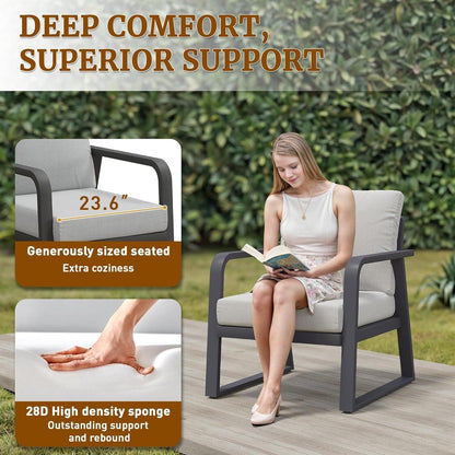 Outdoor Sofa Set 4 Piece Aluminum Memory Foam