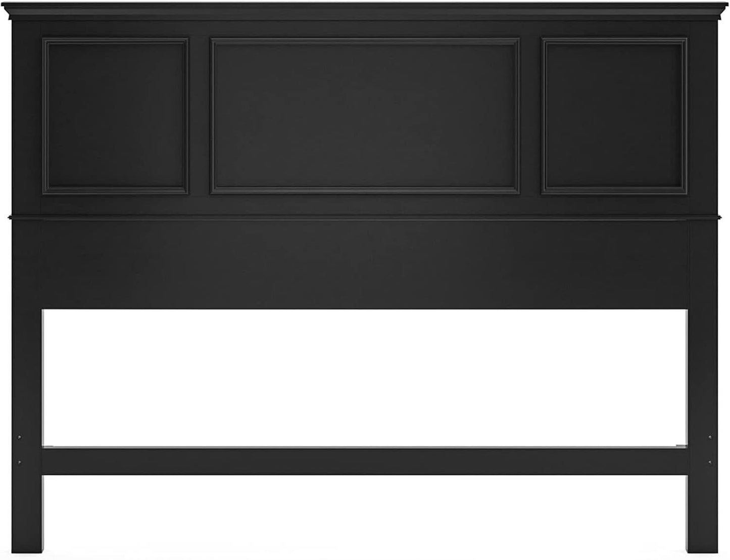 Stylish Black Queen Headboard with Raised Panel Design