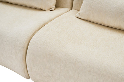 Sofa Curved White 3 Seat Anti-Slip 118 In No Assembly High-Density Foam