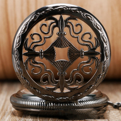 Retro Classic Carved Hollow Pattern Automatic Mechanical Pocket Watch