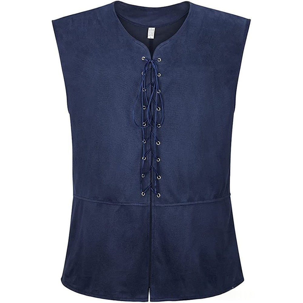 Retro Steampunk Vest Mens Lace-Up Waistcoat