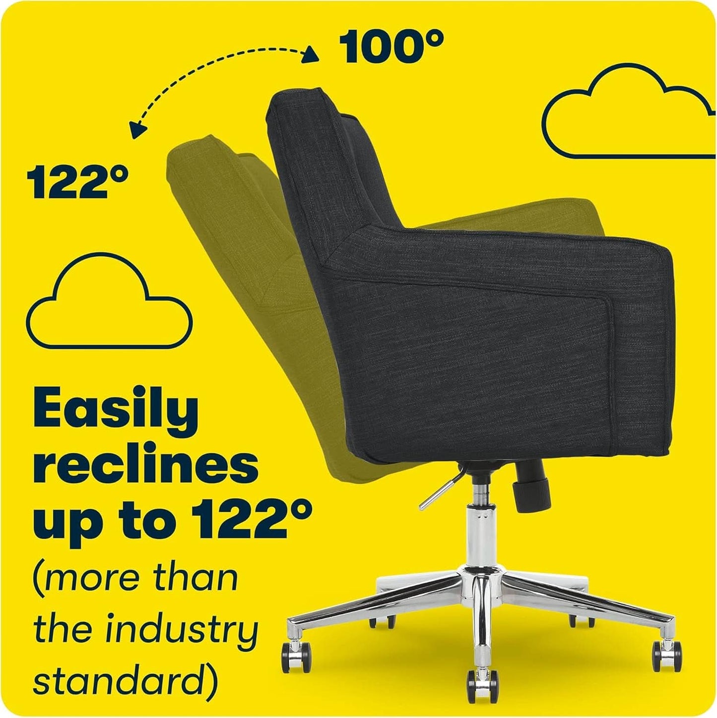 Mid Century Memory Foam Office Chair In Charcoal Gray