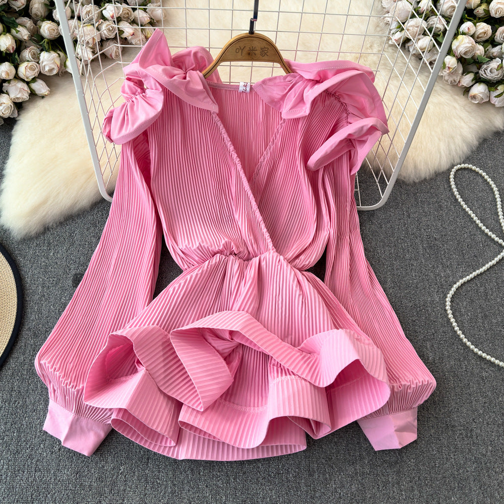 Ruffled-waist Blouse For Women Niche Style
