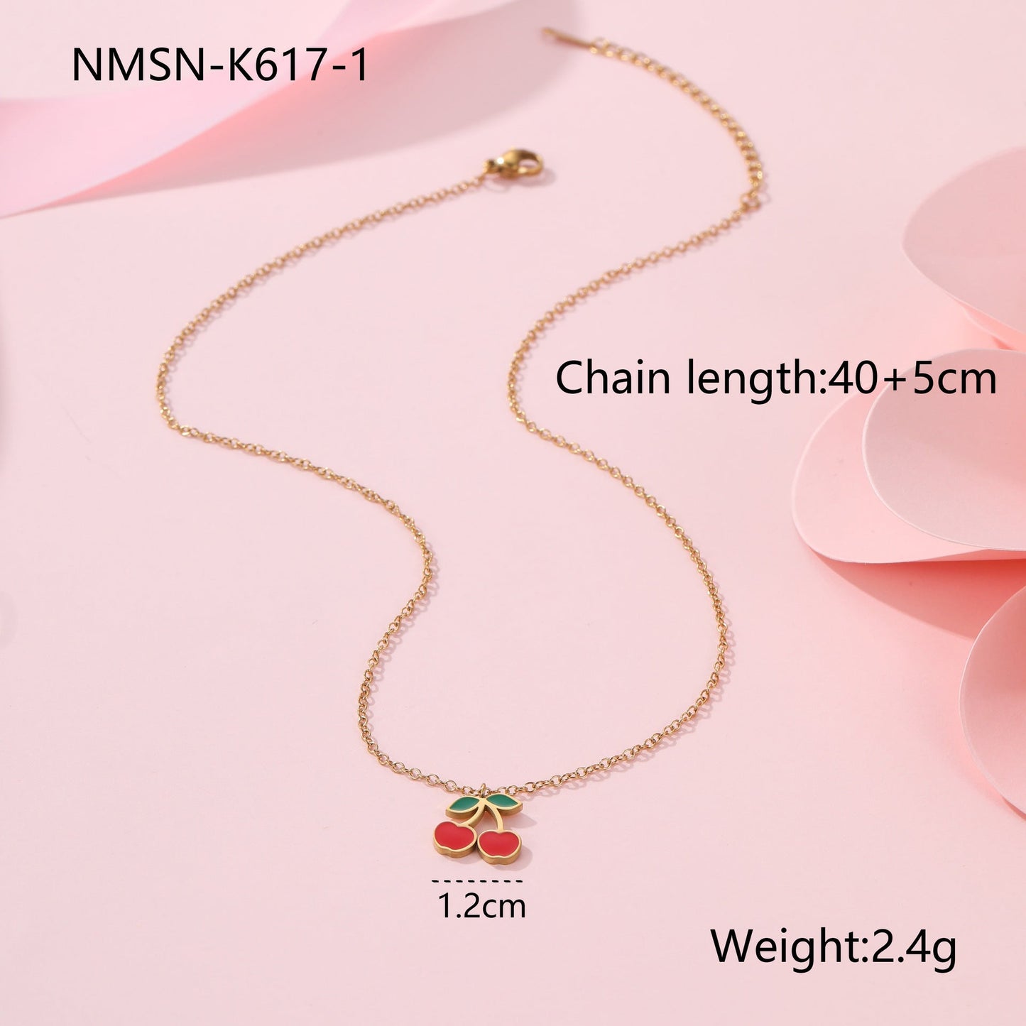 Cherry Necklace Bracelet Titanium Steel Earring Ring Pieces
