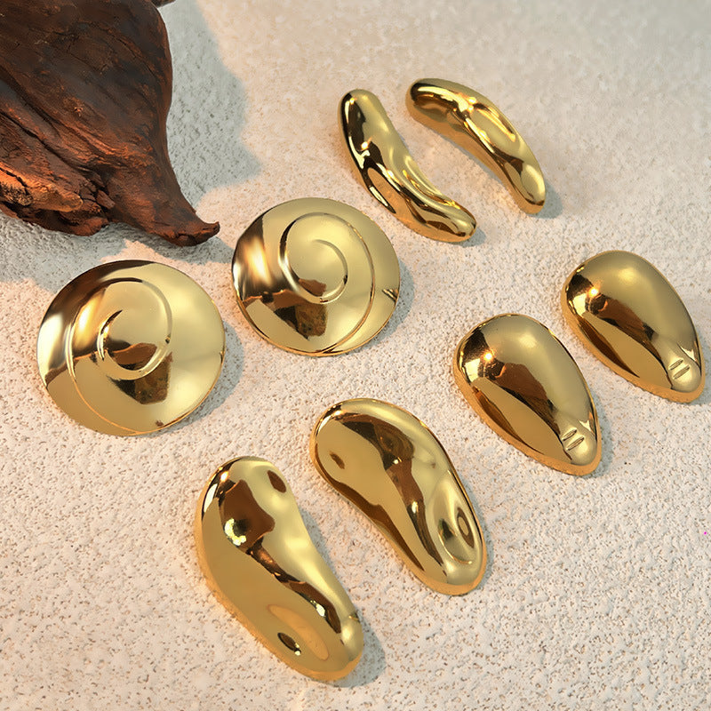 18K Gold plated Stainless Steel Geometric Plain finish Earrings Womens European And American Style