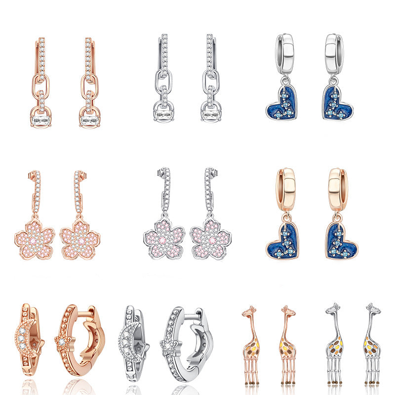 White Copper Electroplated With Thick Silver Personalized Earrings