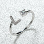 Popular Fashion Silvery AZ Letter Ring Initials Wedding Love Couple Rings Bridesmaid Gift