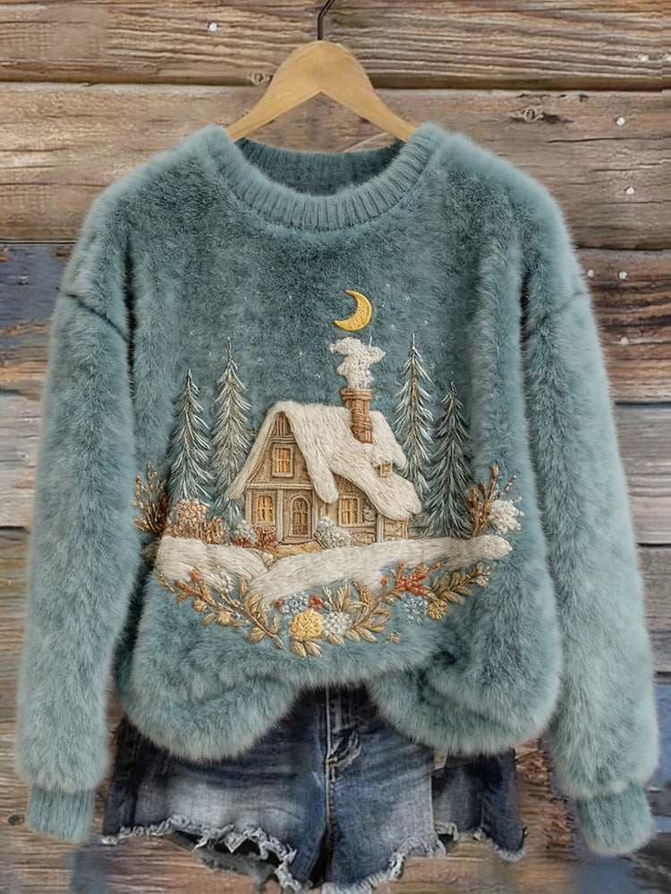 AutumnWinter Patterned Fleece Sweatshirt With Printed Design