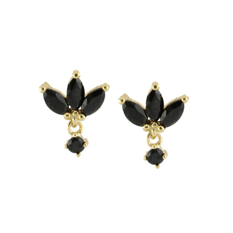 S925 Silver Needle Stud Earrings With Zircon Butterfly Design