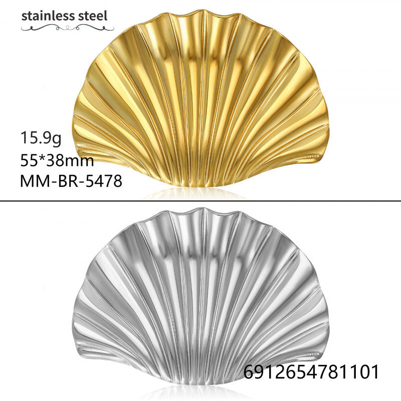 Exquisite And Fashionable Stainless-steel Shell-shaped Brooch