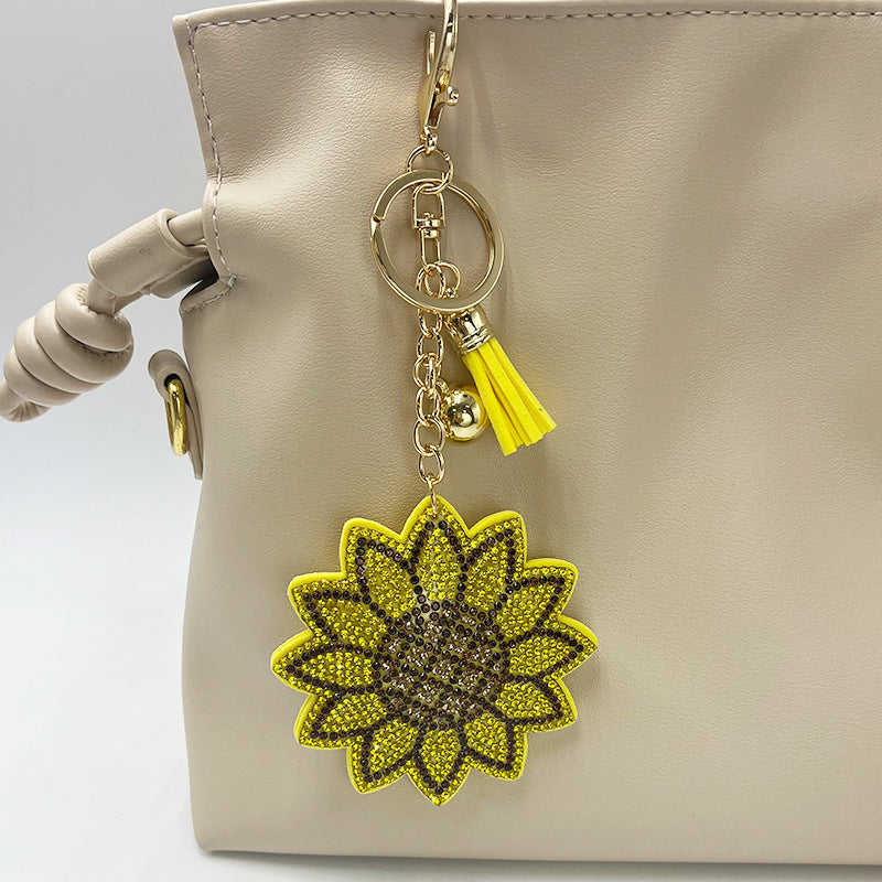 Creative Diamond-studded Sunflower Keychain Sunflower Bag Charm