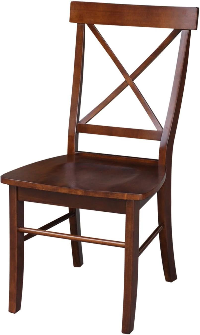Espresso Solid Wood X Back Dining Chairs Set For Kitchen