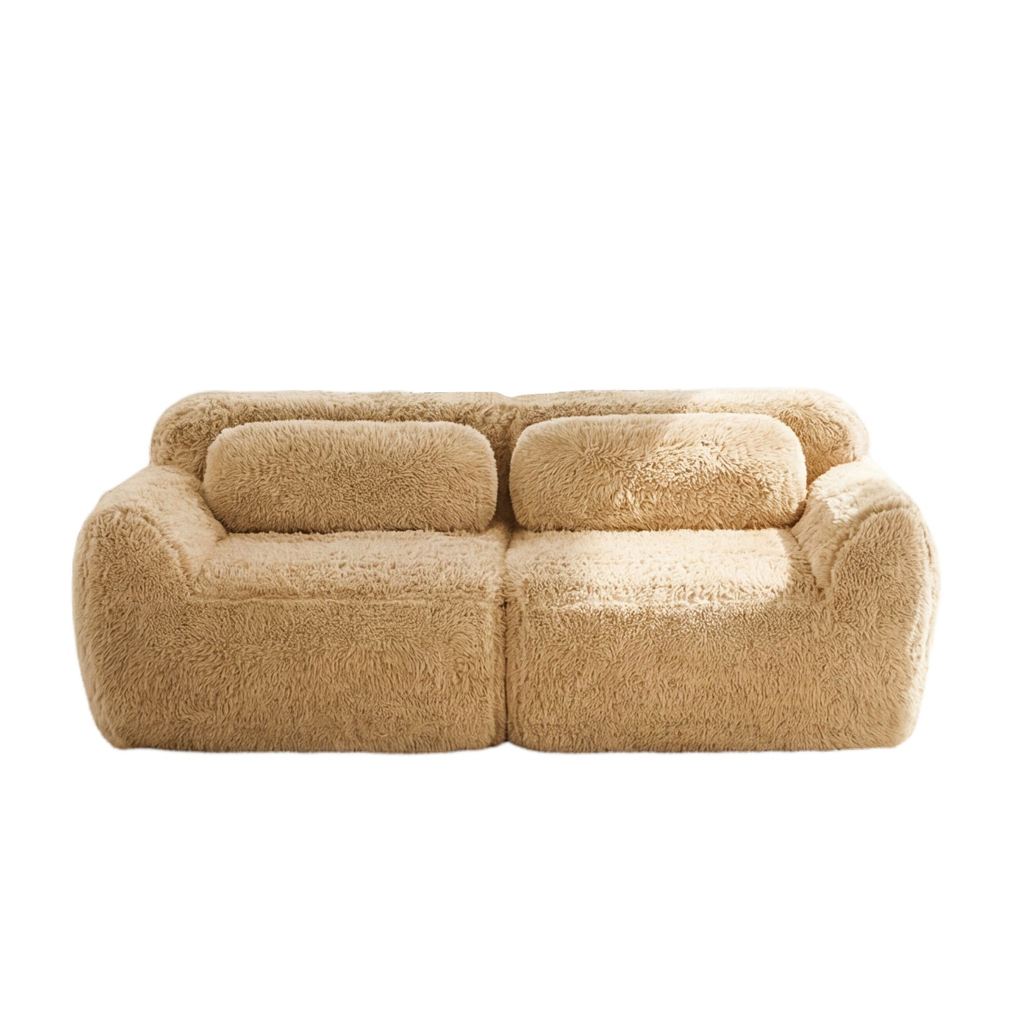 LoveSeat Modular Plush Light Khaki 2 Seat Non-Slip