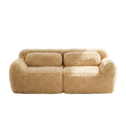 LoveSeat Modular Plush Light Khaki 2 Seat Non-Slip