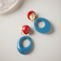 Retro Circle Contrast Color Ear Studs Exaggerated And Personalized
