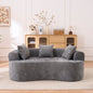Crescent Sectional Sofa | No-Assembly Chenille 2-Seater with Low-Back Deep Cushions & Self-Inflating Foam — Green / Gray
