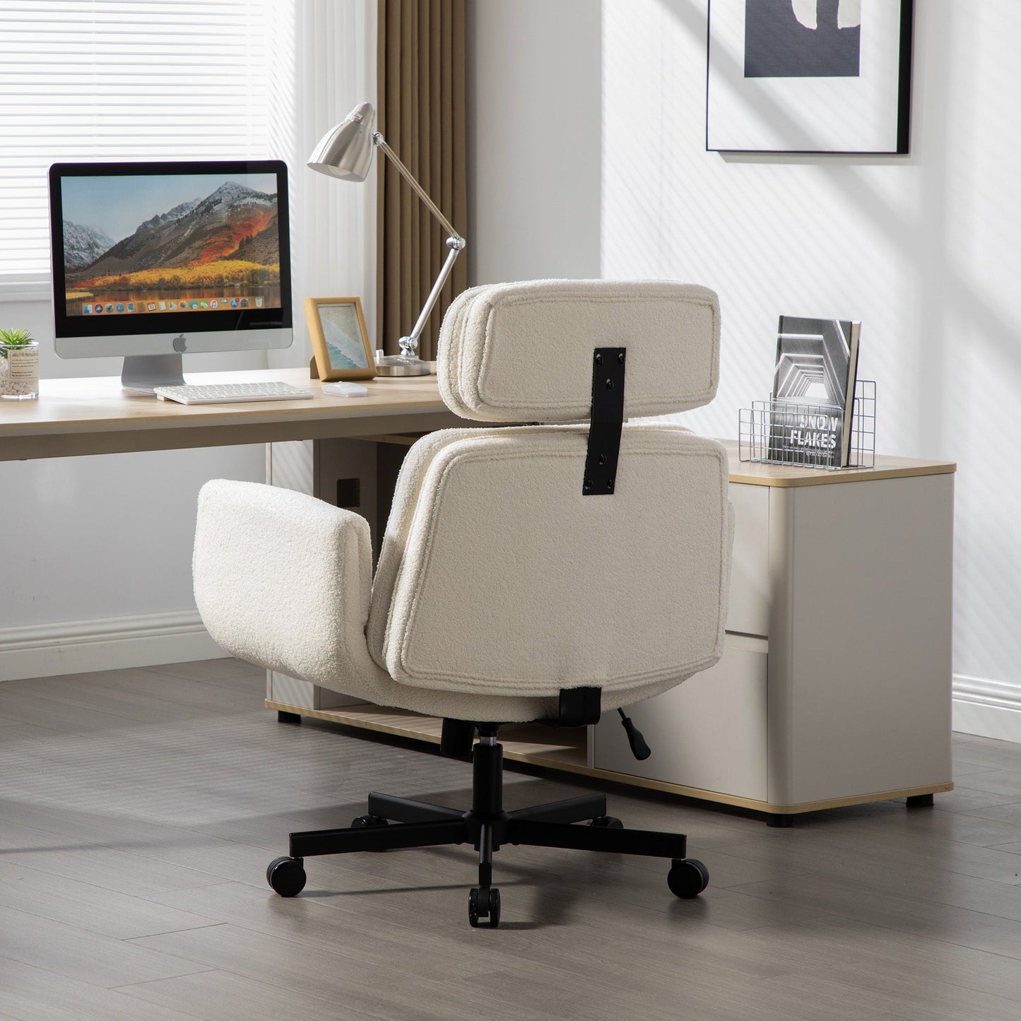 Criss Cross Chair with Adjustable Armrests and Wheels and Headrest, Lounge Va...