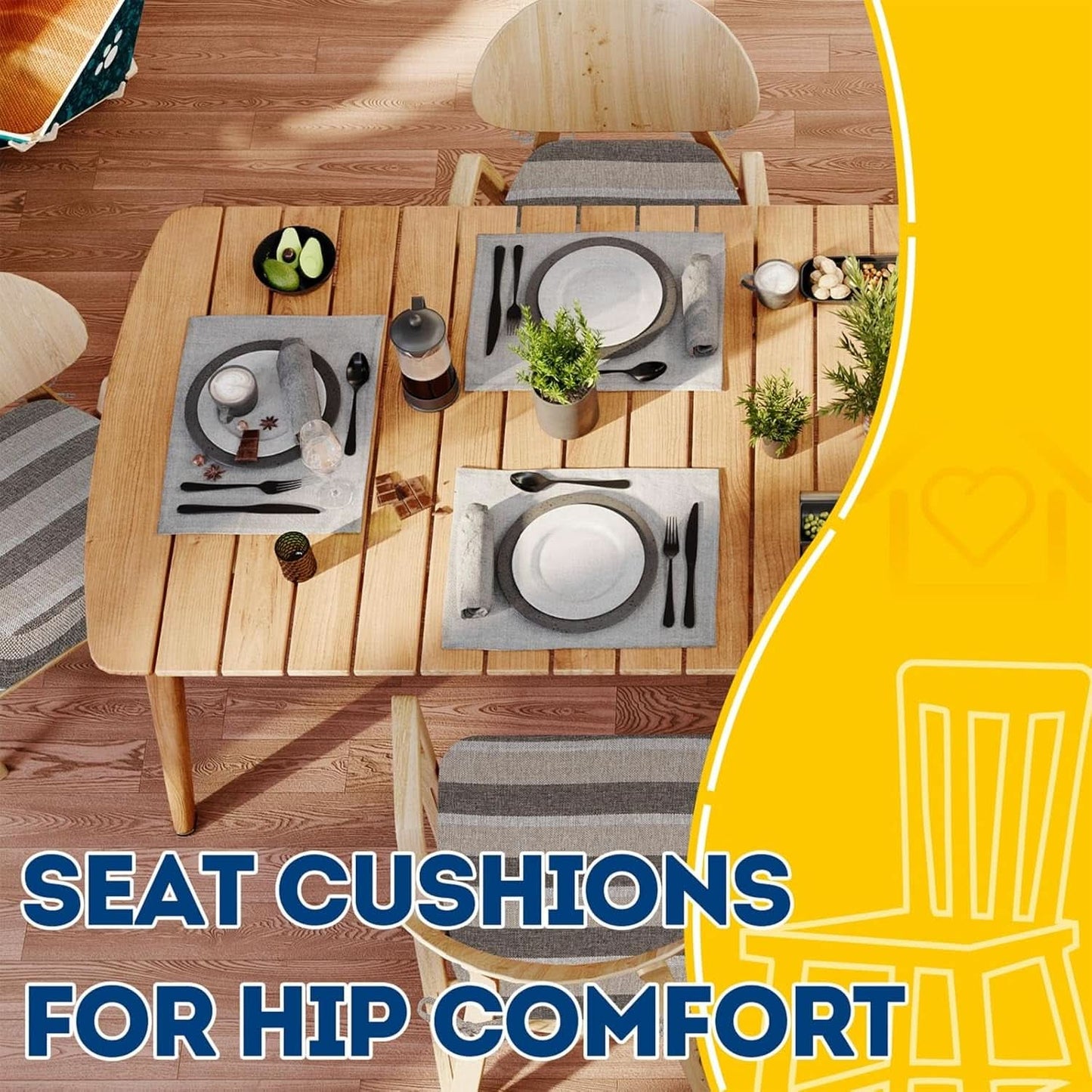 D Shaped Chair Cushions 2 Inch Thick 17 by 16 4 Pack