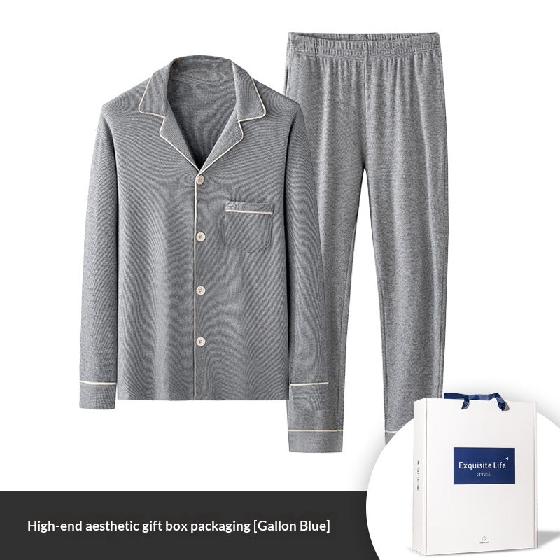 Jacquard Plaid AutumnWinter Mens Pajama Set