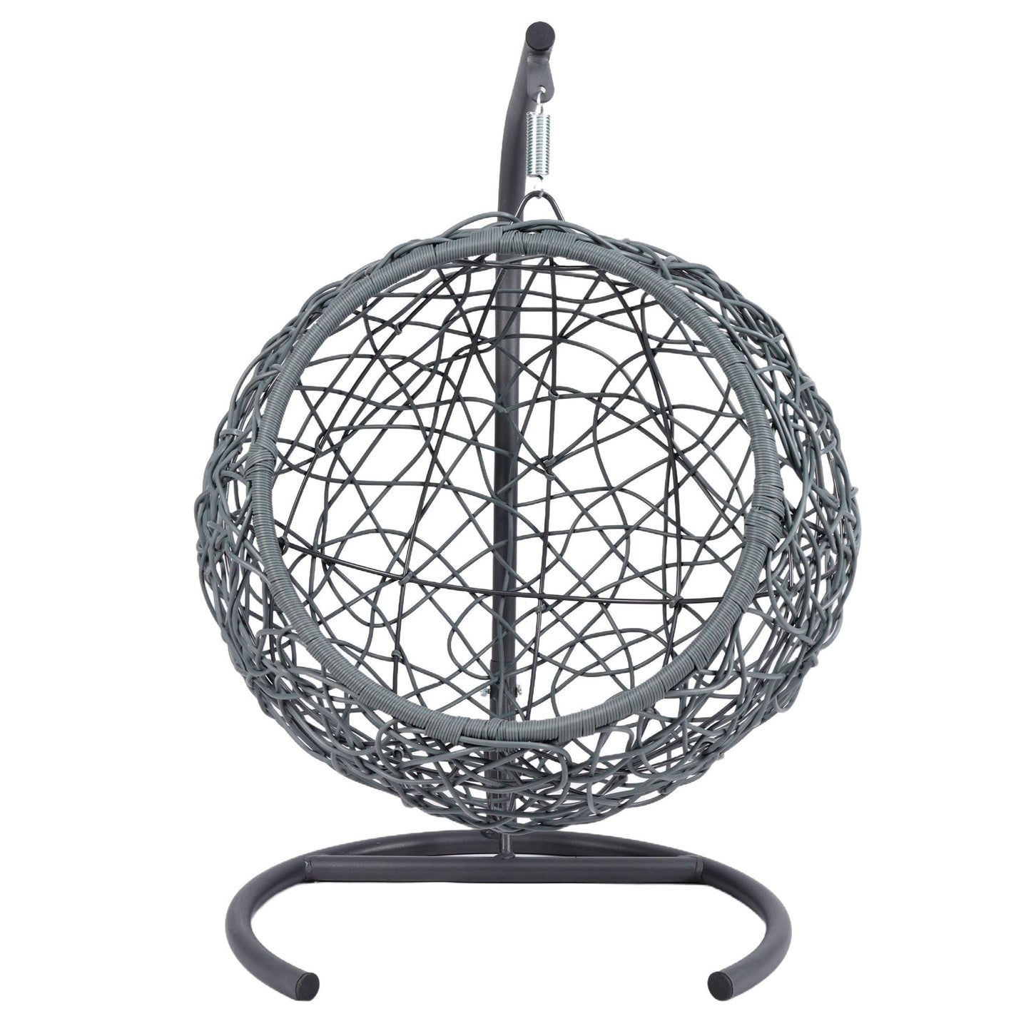 Cat Swing Bed with Stand and Cushion, Rattan Wicker Egg Chair Style, Gray