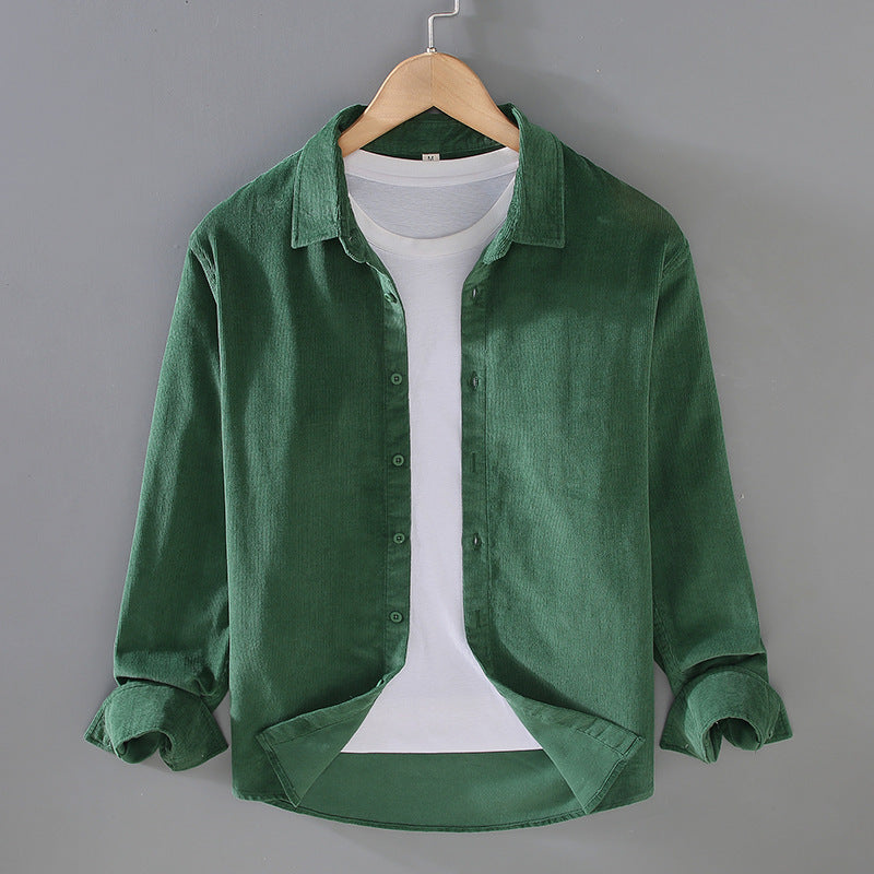 Mens Casual Workwear Layered Corduroy Shirt