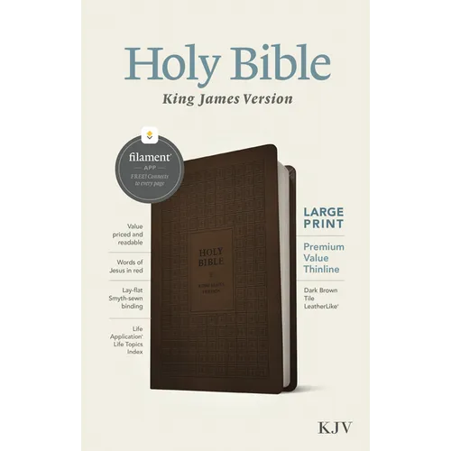 KJV Large Print Premium Value Thinline Bible, Filament Enabled (Leatherlike, Dark Brown Tile, Red Letter) - Imitation Leather