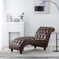 Chaise Lounge Armless PU Leather Dark Brown Tufted Foam Birch Legs 220 LB