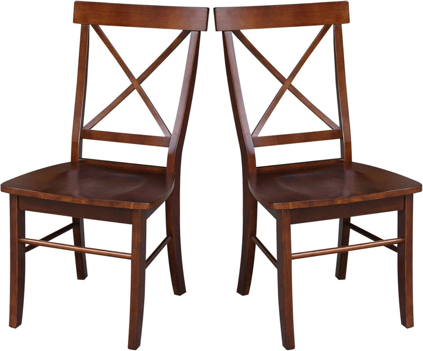 Espresso Solid Wood X Back Dining Chairs Set For Kitchen