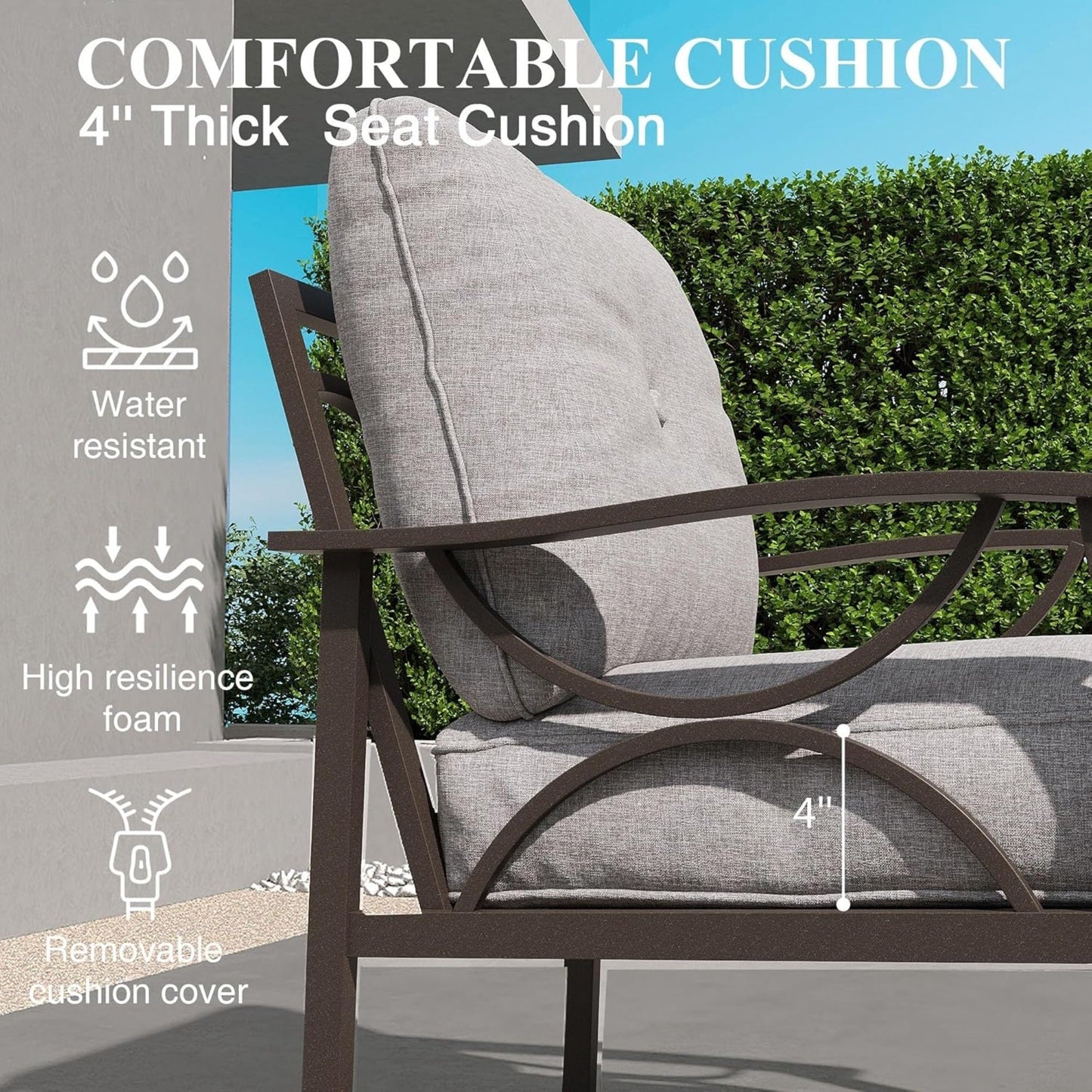 5 Piece Outdoor Patio Set Steel Seats 7 Gray