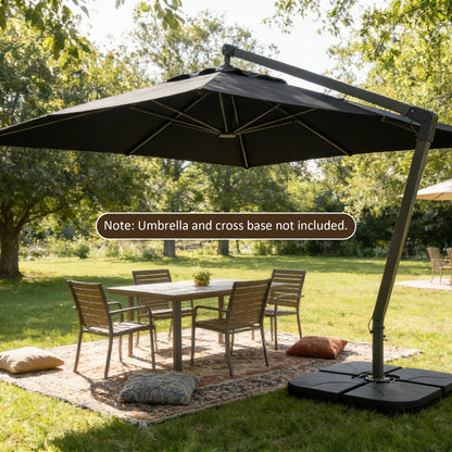 Patio Umbrella Base Offset HDPE Black 4 Panel 220 LB Water or Sand