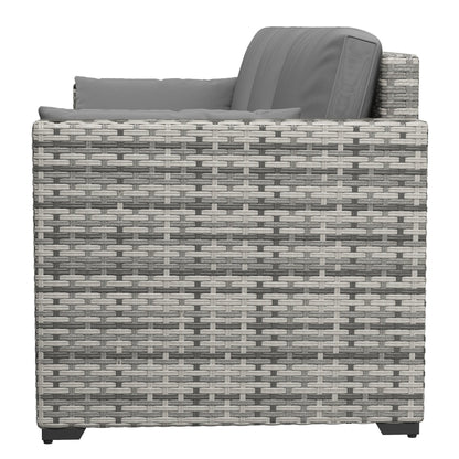Outdoor Sofa Set PE Rattan Gray 3 Seat Steel Frame 792 lb Capacity