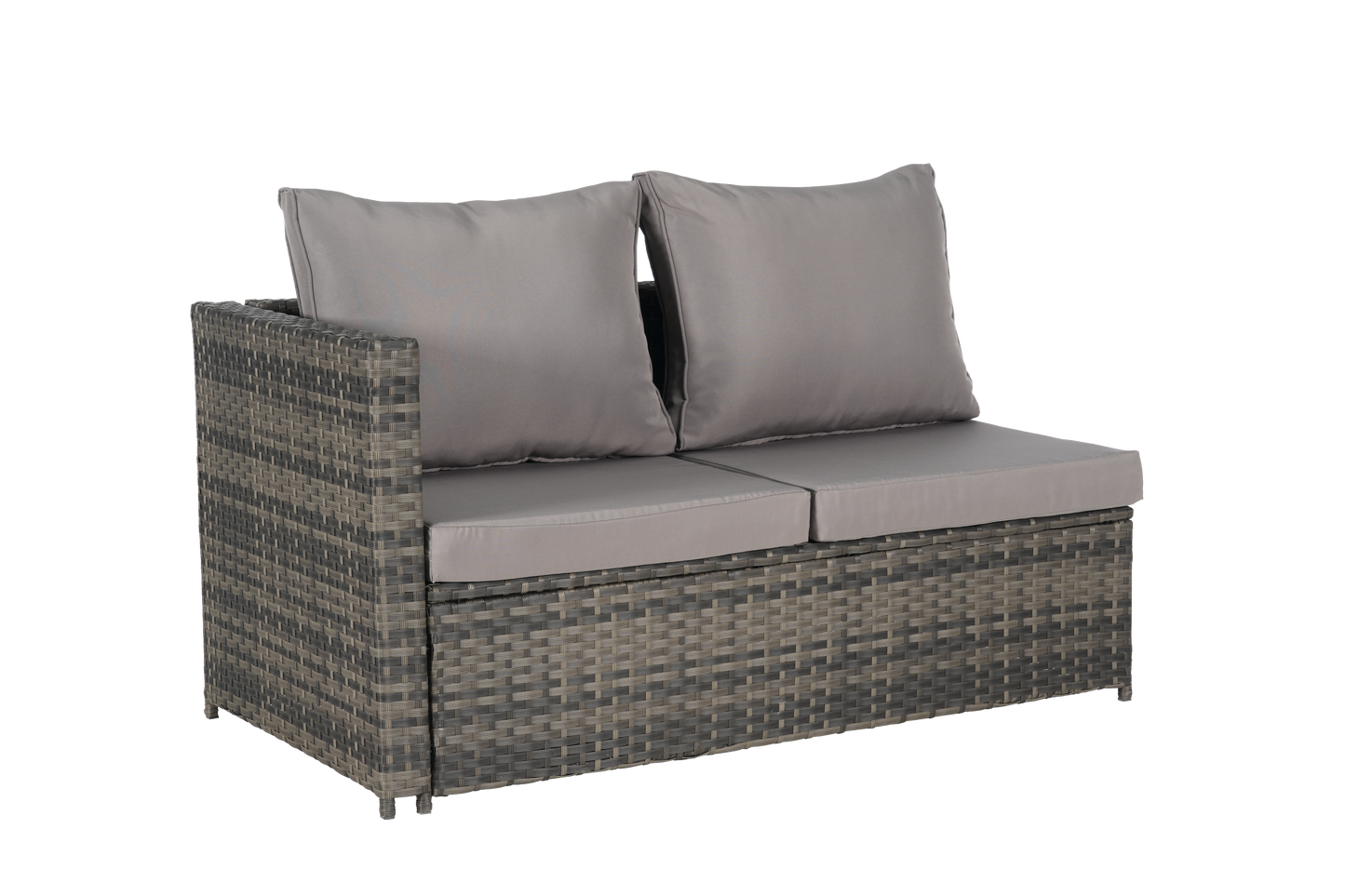 Outdoor Sectional Set PE Rattan Steel Dark Gray L-Shape 6 Piece Seats 8