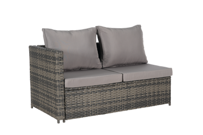 Outdoor Sectional Set PE Rattan Steel Dark Gray L-Shape 6 Piece Seats 8