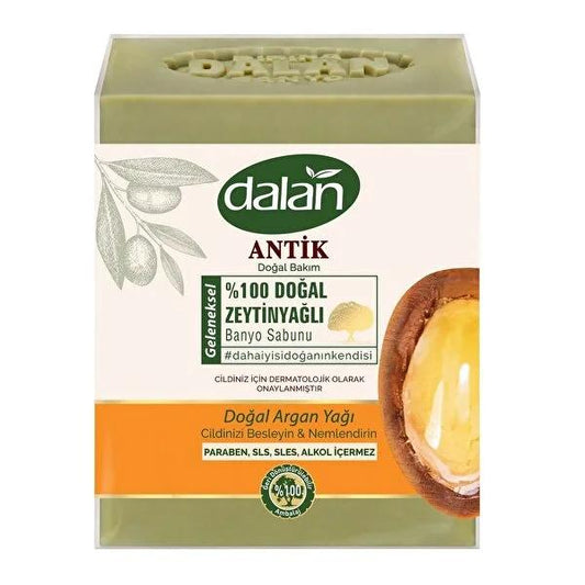 Dalan Natural Soap Bar with Argan Oil & Olive Oil - Gentle, Moisturizing, and Paraben-Free, 4 Bars of 150g Each