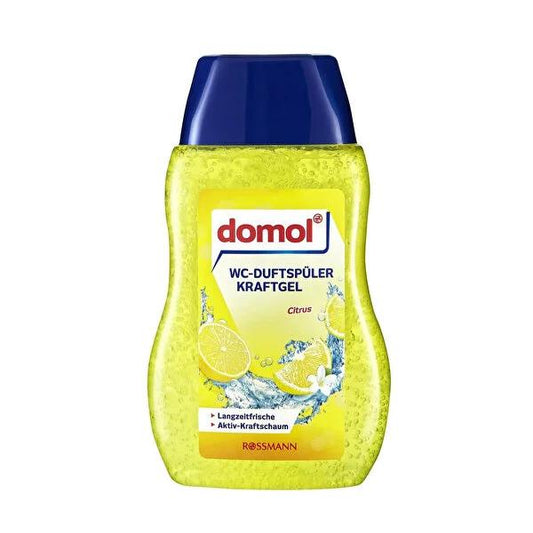 Domol Toilet Bowl Deodorizer - Lemon Scented Gel with Hanging Device, 200ml (6.76 fl oz)