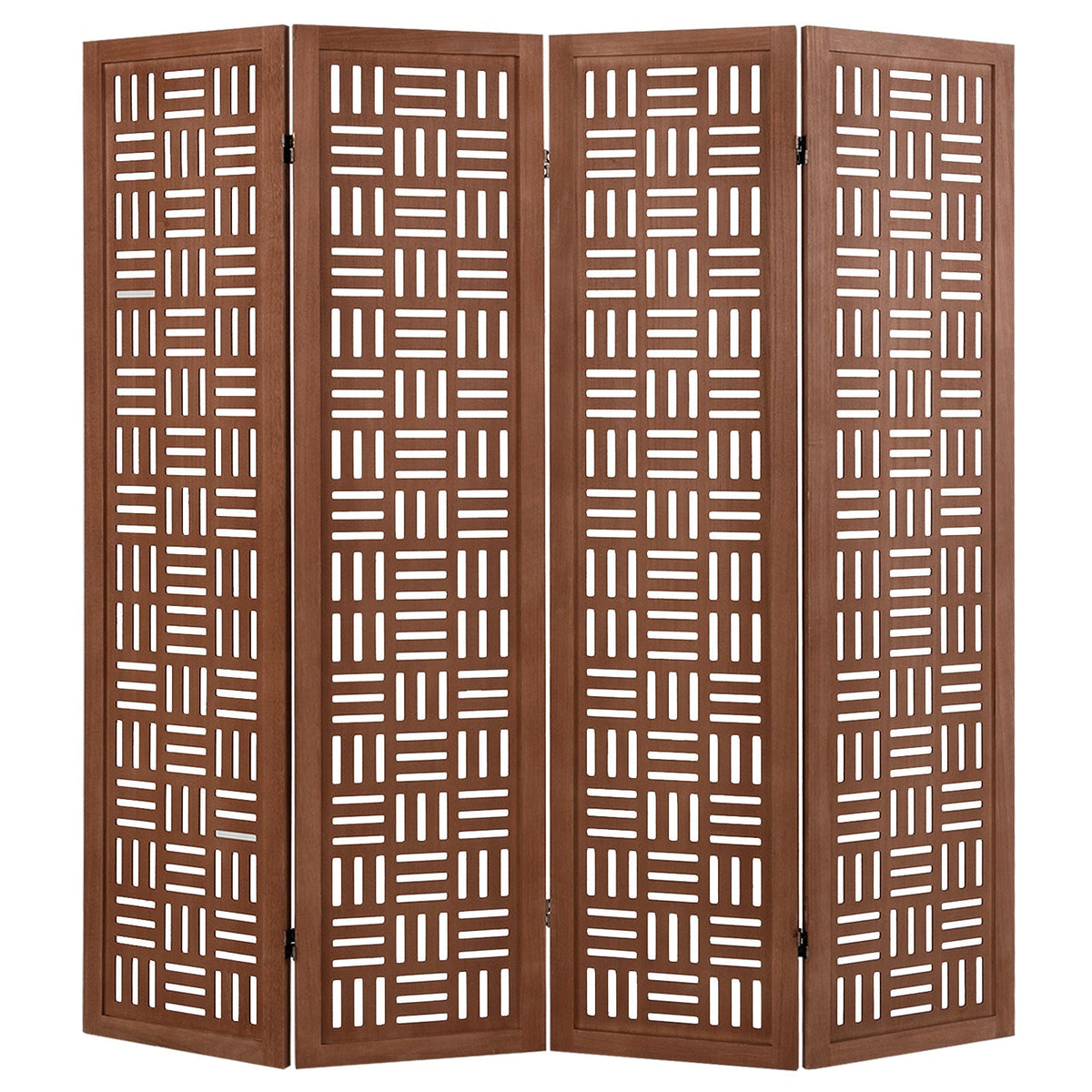 4-Panel Solid Wood Room Divider Folding Partition Stand