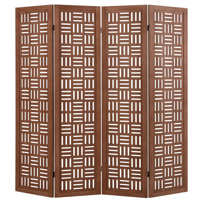 4-Panel Solid Wood Room Divider Folding Partition Stand