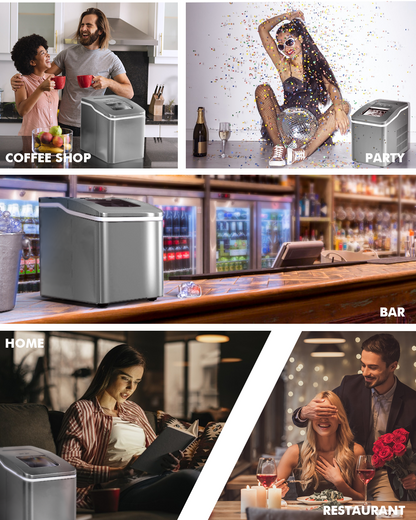 Portable Countertop Ice Maker Machine with Scoop-Silver