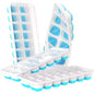 4-Pack: Easy-Release Silicone & Flexible 14-Ice Cube Trays with Spill-Resistant Removable Lid