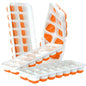 4-Pack: Easy-Release Silicone & Flexible 14-Ice Cube Trays with Spill-Resistant Removable Lid