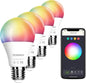 4-Pack: Smart WiFi LED Light Bulb with White and Color Changing Light Bulb
