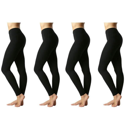 4-Pack: Women's Premium Cotton Full Length Leggings