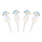4-Pieces: Clear Glass Plant Watering Globes Iridescent Rainbow Gradient Mushroom
