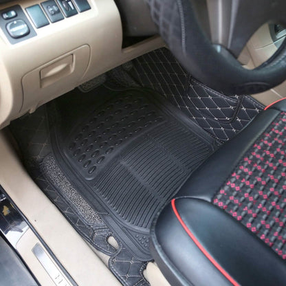 4-Pieces: Heavy Duty PVC Rubber Automotive Floor Mats with Trimmable Design