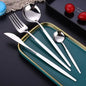 4-Pieces: Mirror Polish Dinnerware Set Stainless Steel Cutlery Set Flat Tableware