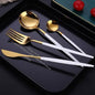 4-Pieces: Mirror Polish Dinnerware Set Stainless Steel Cutlery Set Flat Tableware